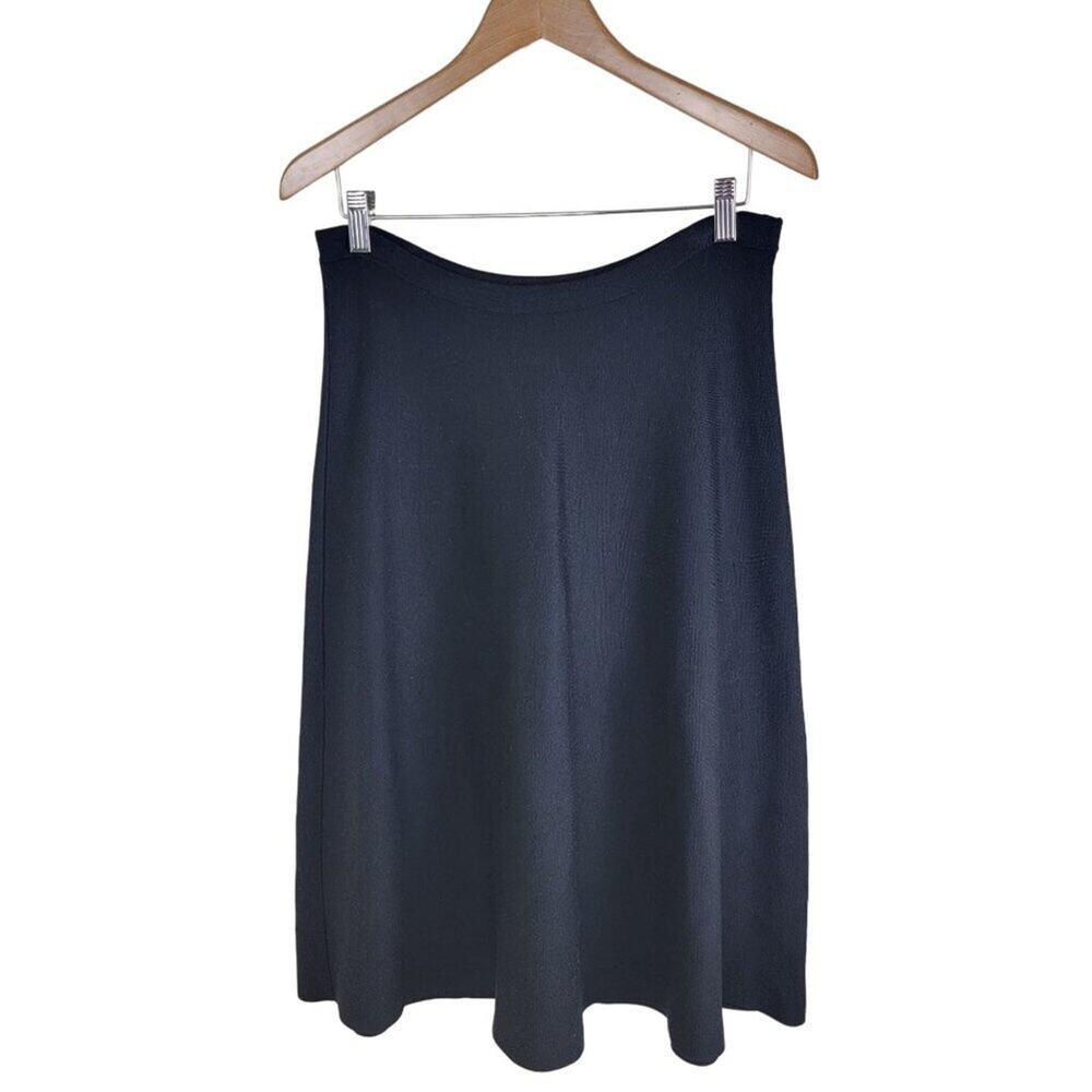 Doncaster A-Line Knitted Silk Skirt size M Black Elastic Waist
